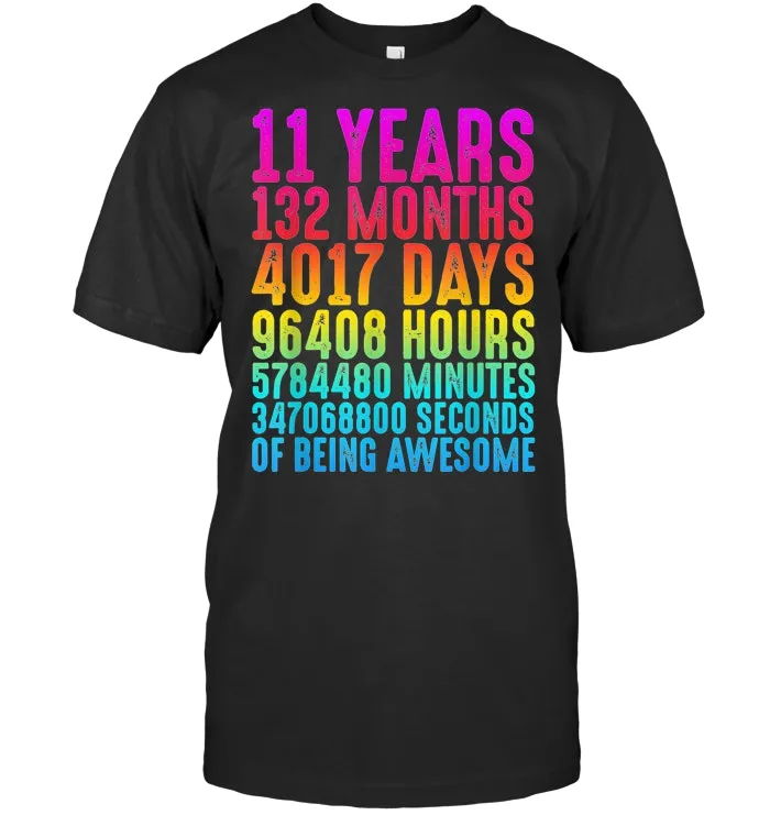 11 Years Old 11th Birthday Retro Vintage T Shirt Boys Girls