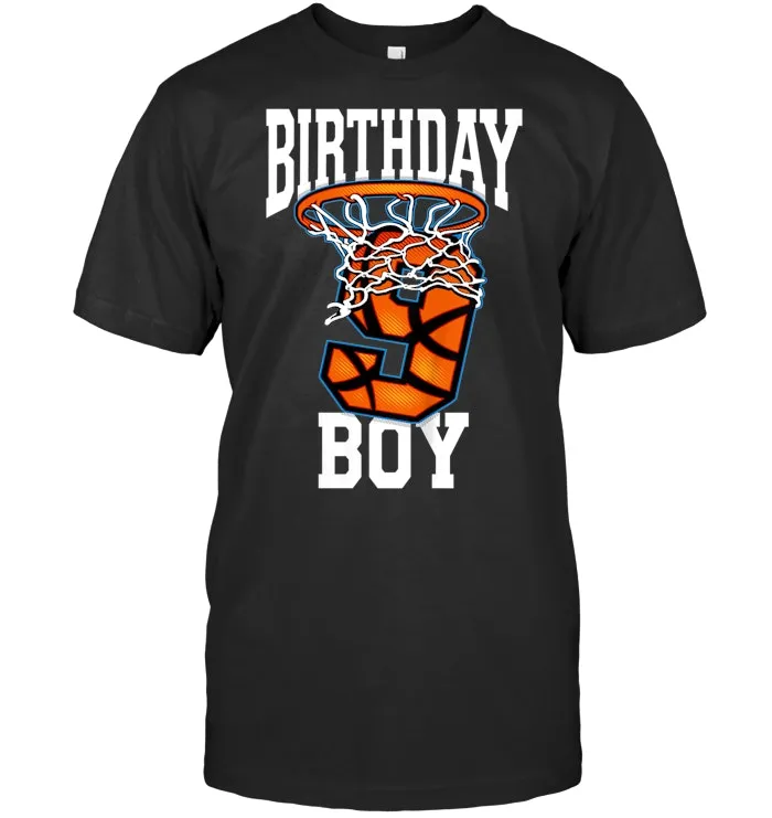 Kids 9 Year Old Birthday Shirt Boy Basketball 9th Bday Bball Tee