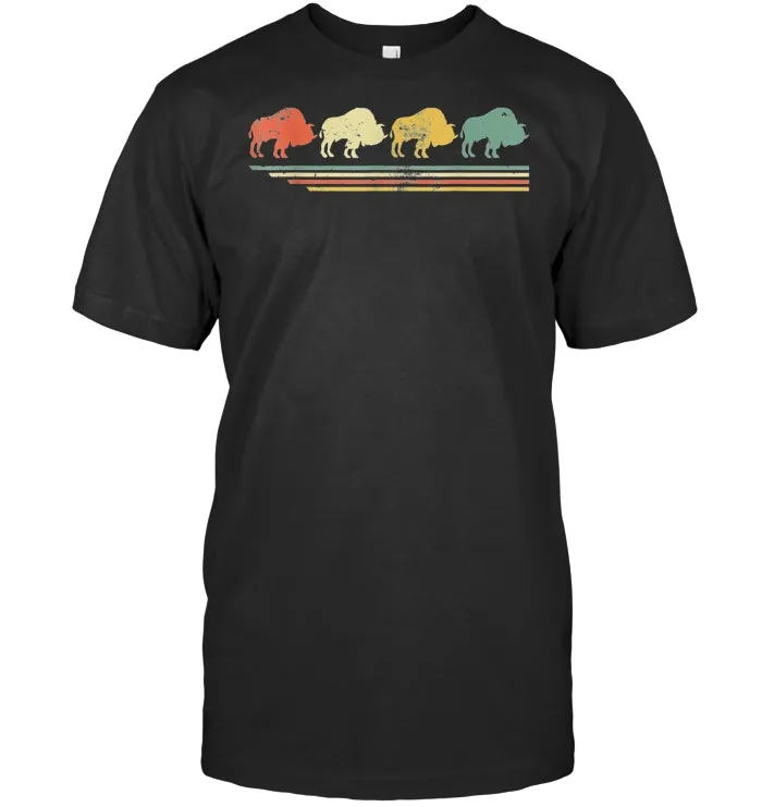 Retro Vintage Bison Lover Animal T Shirt Gift For Father Day