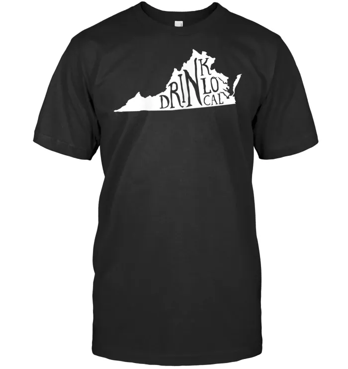 Drink Local Virginia State Outline Craft Beer T Shirt