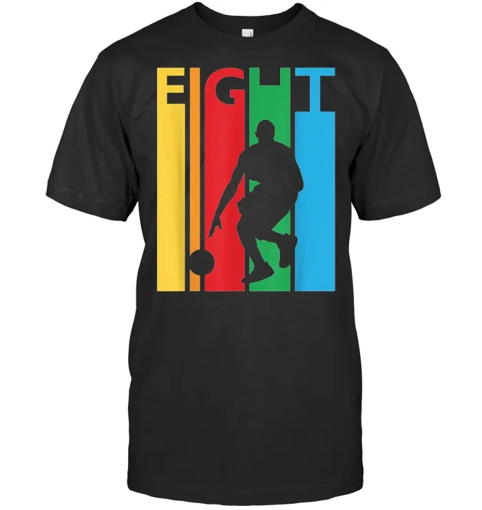 8th Birthday Gift Eight Colorful Basketball 8 Year Old T Shirt