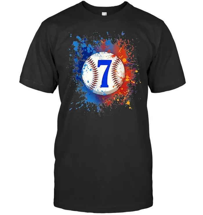 7 Years Old 7th Birthday Baseball Shirt Gift For Boys Party  T Shirt