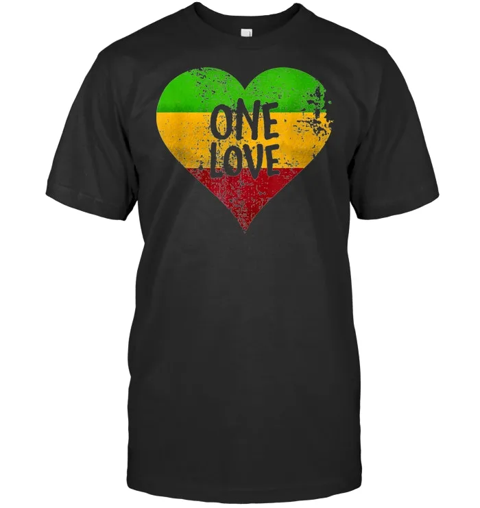 One Love Rastafari T Shirt Jamaica Retro Vintage Gift