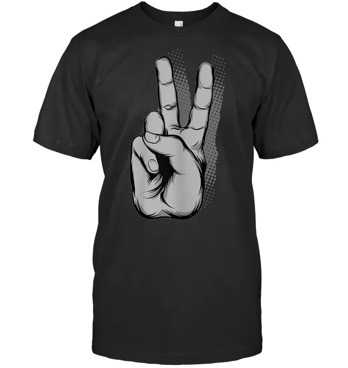 Retro Cool Grey Hand Peace Sign Hippies 60s 70s T Shirt