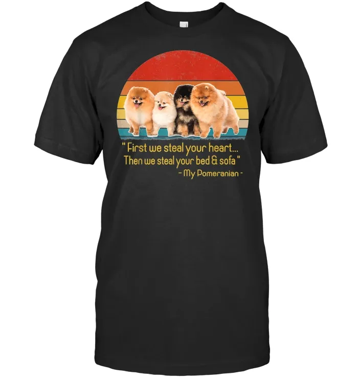 Vintage retro 70s Pomeranian quote puppy gift dog mom dad  T Shirt