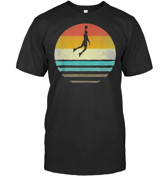 Retro Vintage Sunset Old School Basketball Sport Funny Gift T Shirt