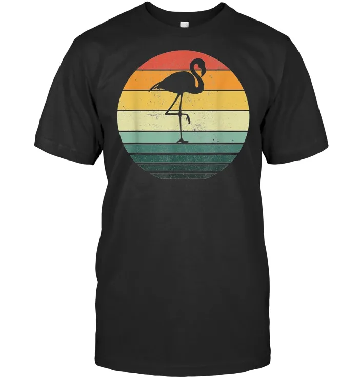 Flamingo Shirt Sunset Retro Vintage 70s Animal Nature Lovers T Shirt