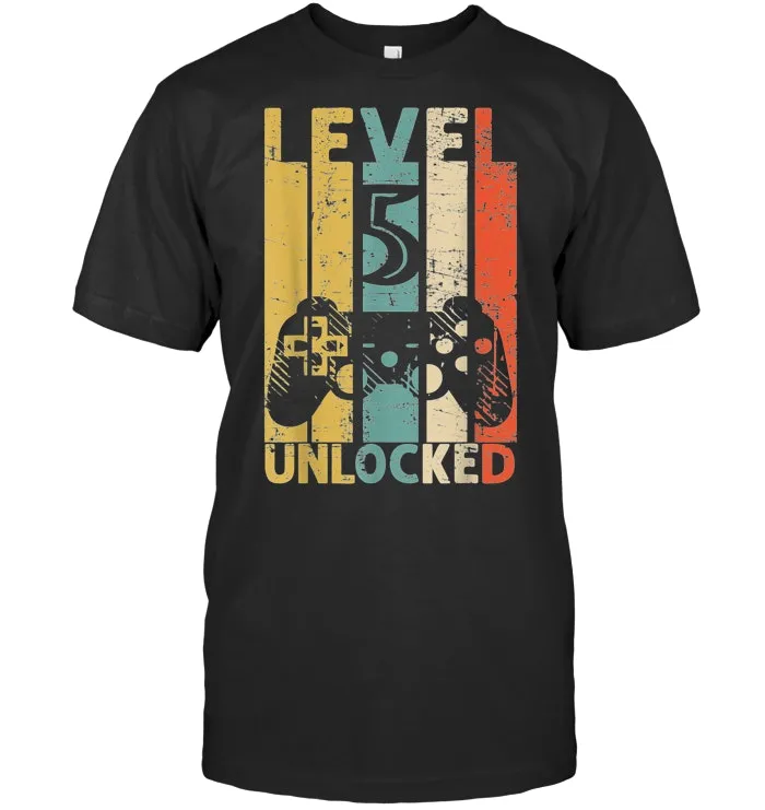Level 5 Unlocked T Shirt Funny Video Gamer 5th Birthday Gift T Shirt