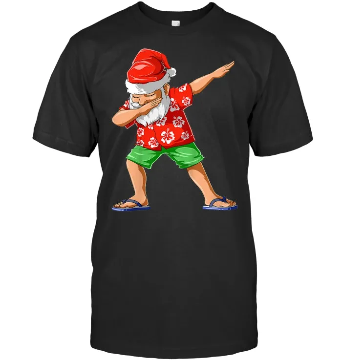 Dabbing Santa Christmas In July Party Hawaiian Santa Beach T Shirt