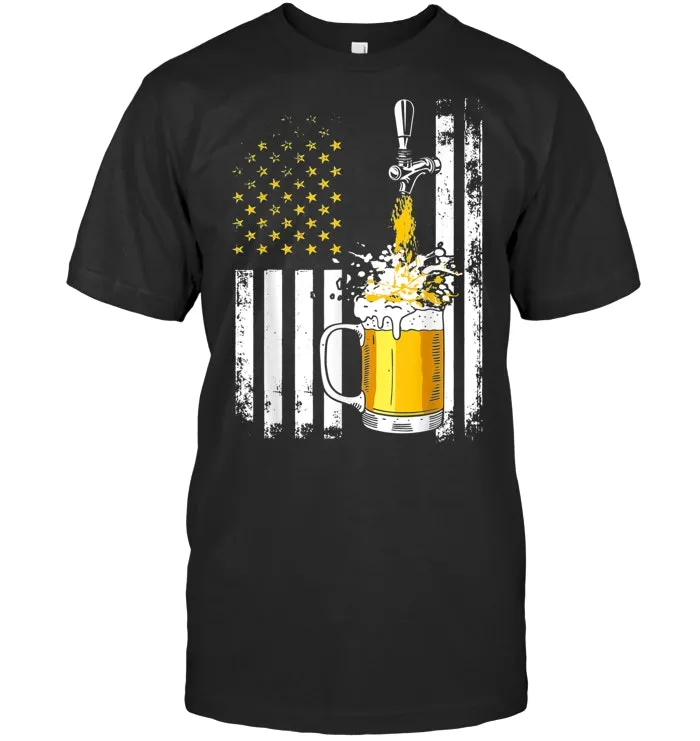Retro Craft Beer American Flag Tee 4th Of July Brewers T Shirt