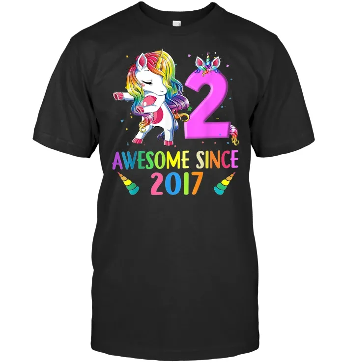 2 Years Old 2nd Birthday Unicorn Floss Gift Party T Shirt