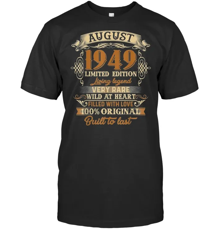 Vintage August 1949 70th birthday 70 Years old Tee