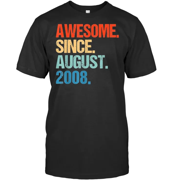 Awesome Since August 2008 Shirt Vintage 11th Birthday Gifts