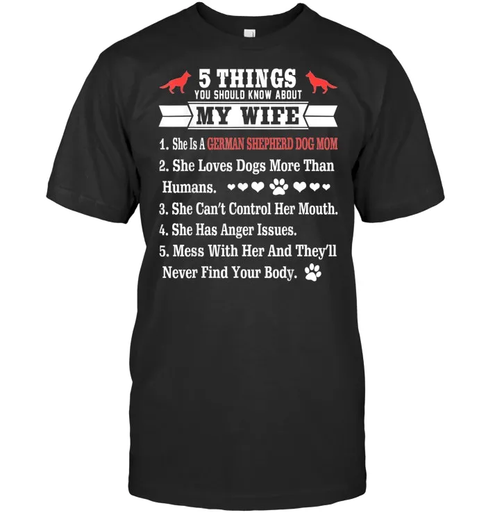 Mens 5 Things About My German Shepherd Dog Wife Shirt Dog Lover G