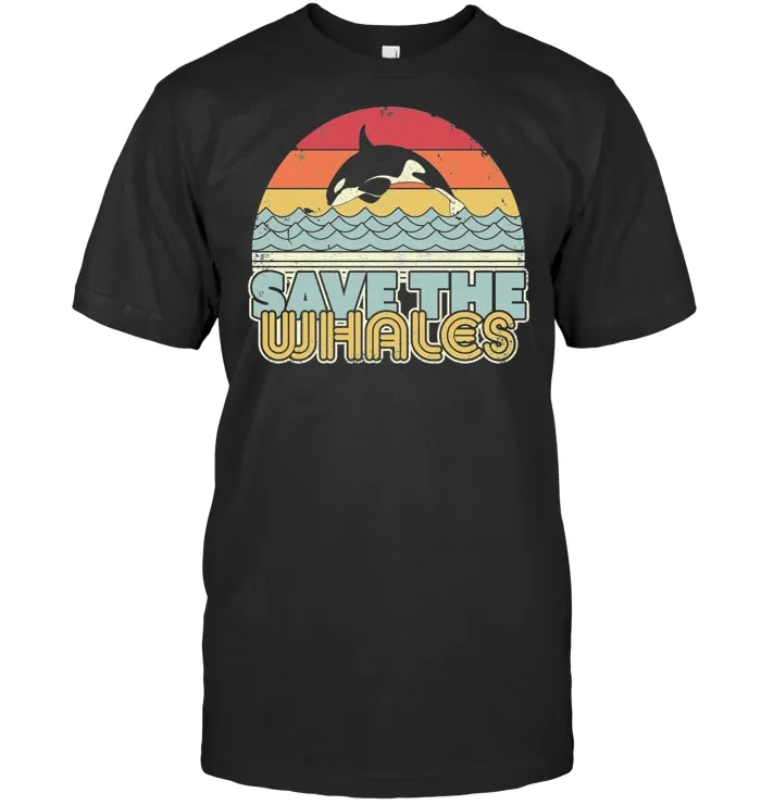 Save The Whales, Retro Orca, Killer Whale Long Sleeve T Shirt