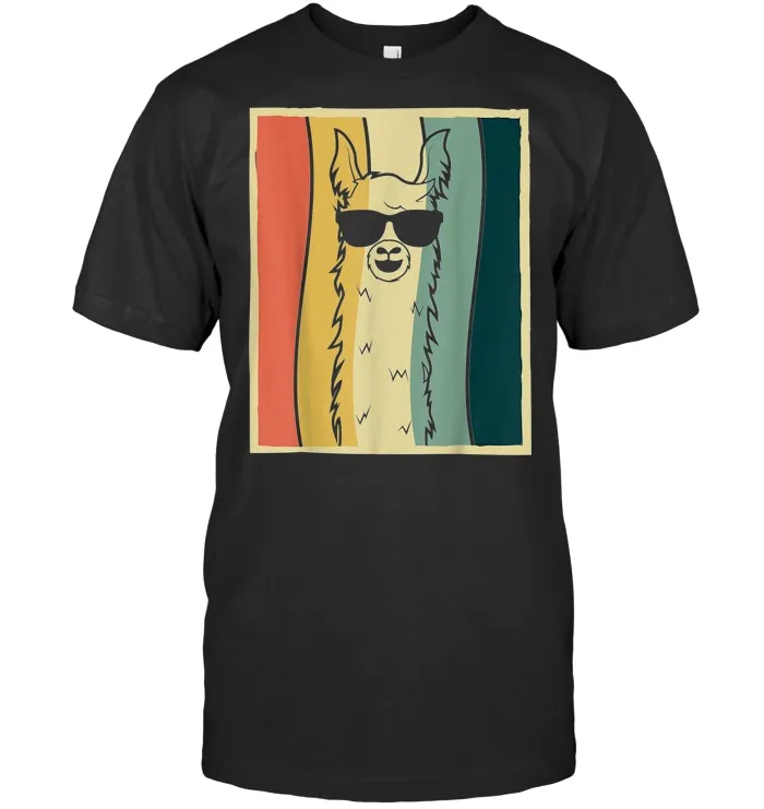 Retro Llama Vintage Alpaca With Glasses T Shirt