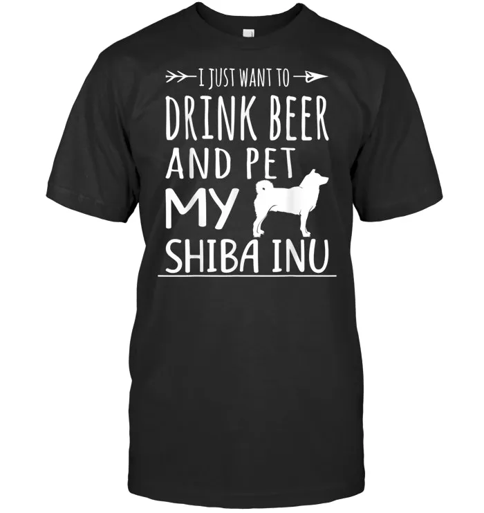 Drink Beer & Pet My Shiba Inu Shirt Gift Dog & Beer Lover T Shirt