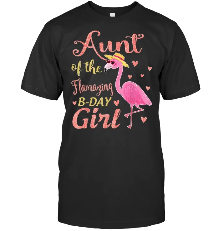 Aunt Of The Flamazing Birthday Flamingo Girl Retro Shirt