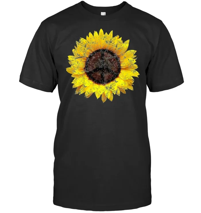 Sunflower Peace Sign Retro 60s 70s Love Shirt T Shirt