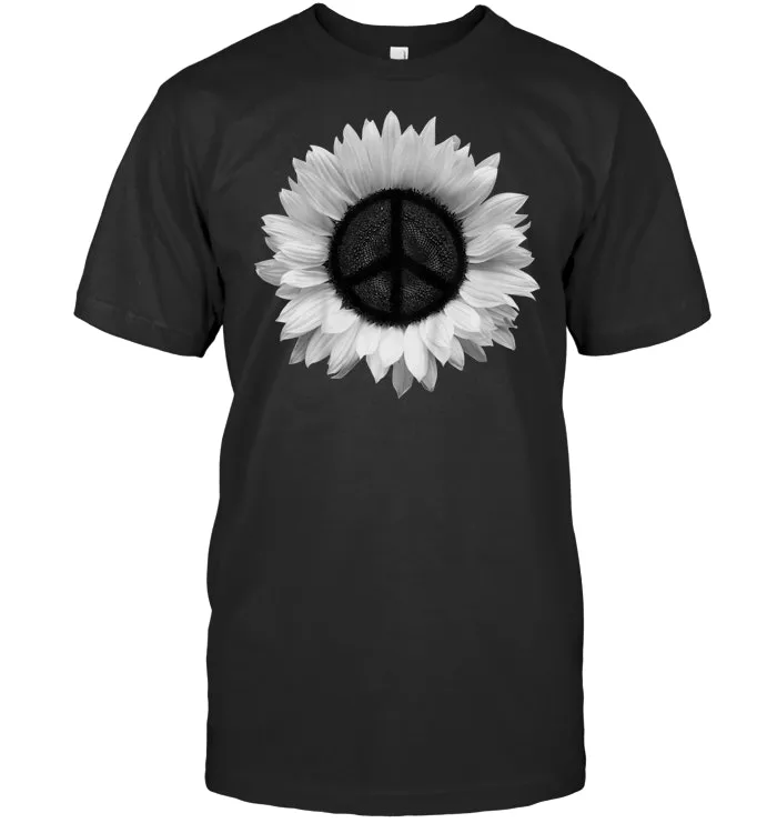 Sunflower Peace Sign Retro 60s 70s Love Shirt T Shirt