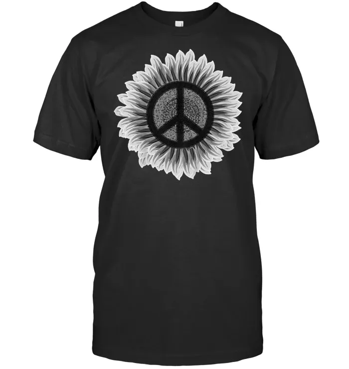 Sunflower Peace Sign Retro 60s 70s Love Shirt T Shirt