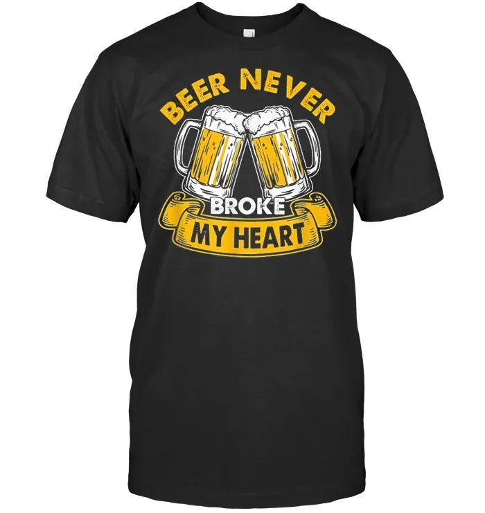 Mens Funny Retro vintage beer never broke my heart beer gift