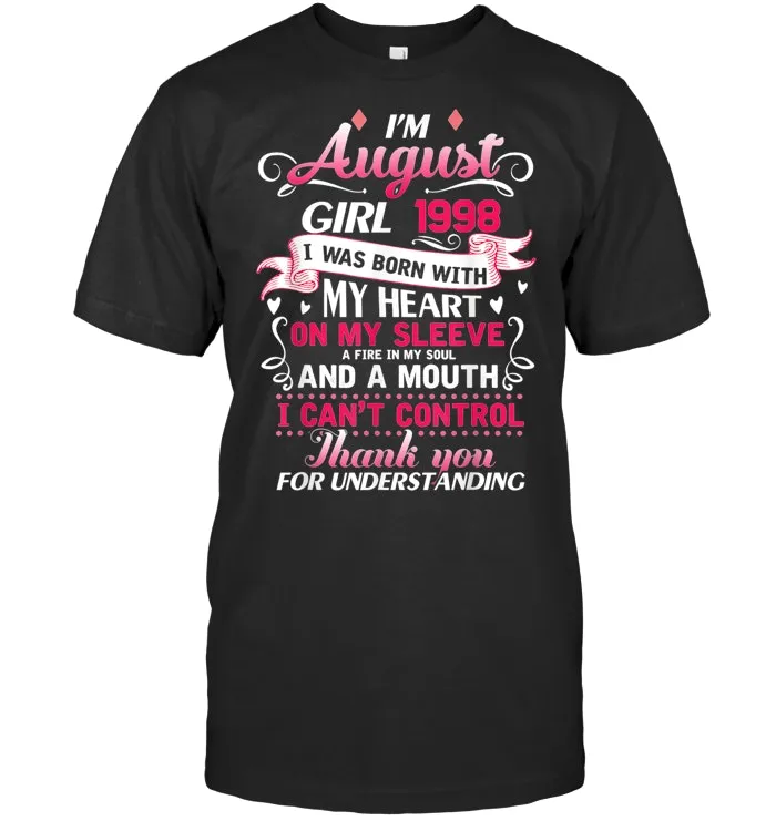 August Girl 1998 T Shirt 21st Birthday Gift 21 Years Old Tee T Shirt