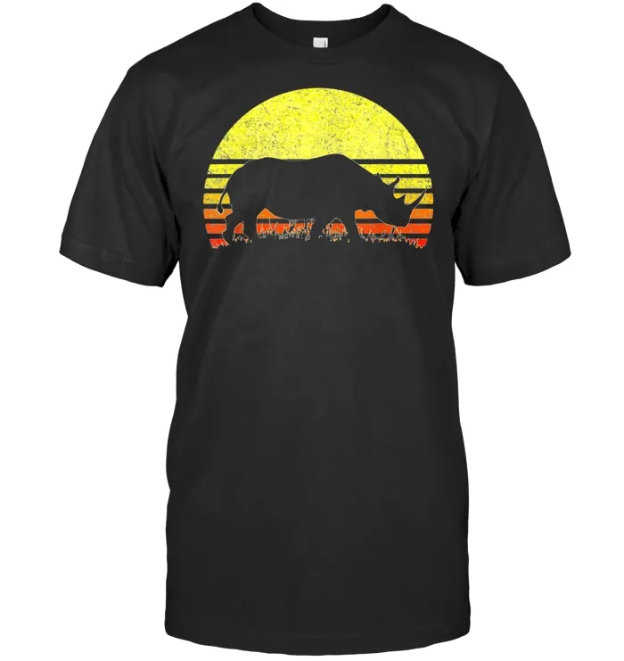 Rhino Shirt Rhinoceros African Animals Retro Sunset Vintage T Shirt