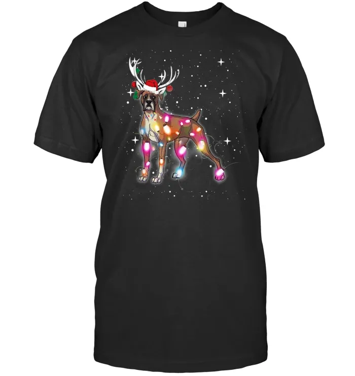 Christmas Lights Boxer Dog T Shirt
