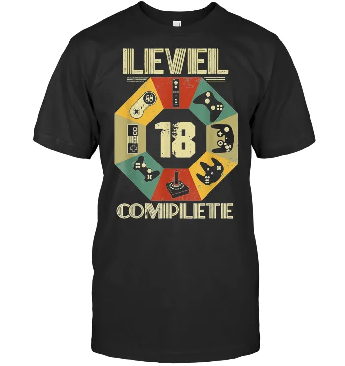 Level 18 Complete T Shirt Funny Video Gamer 18th Birthday