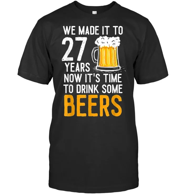 Funny Cheer and Beer 27th Anniversary Gifts T Shirt