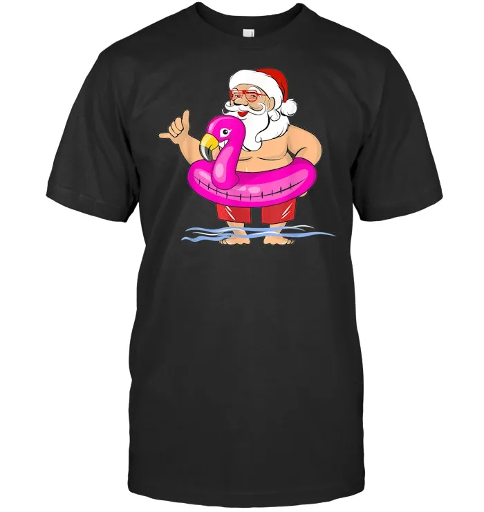 Santa Hawaiian Surf Shirt Flamingo Summer Christmas In July T Shirt