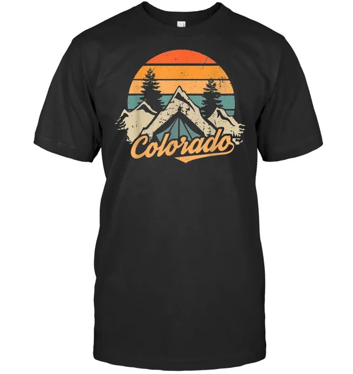 Colorado Tee   Retro Vintage Mountains Nature Hiking T Shirt