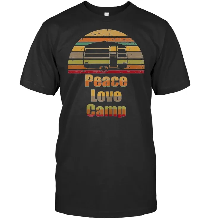 Camping Shirt Retro Love 60's 70's  Peace Love Camp T Shirt