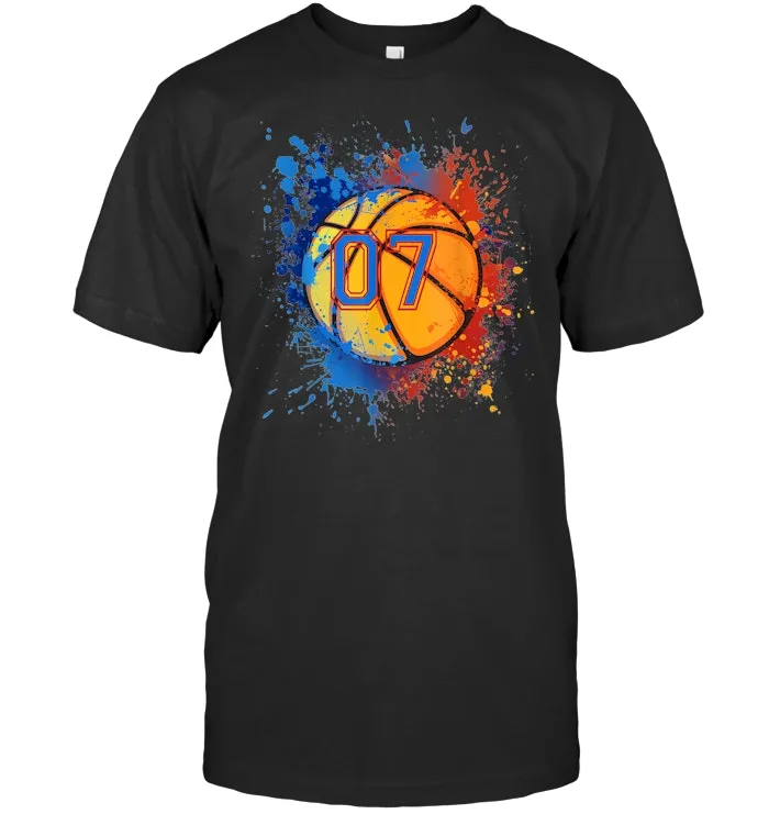 7 Years Old 7th Birthday Basketball Gift For Boys T Shirt