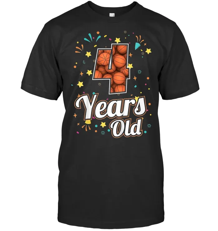 Kids 4th Birthday Boy Basketball T Shirt 4 Year Old Gift