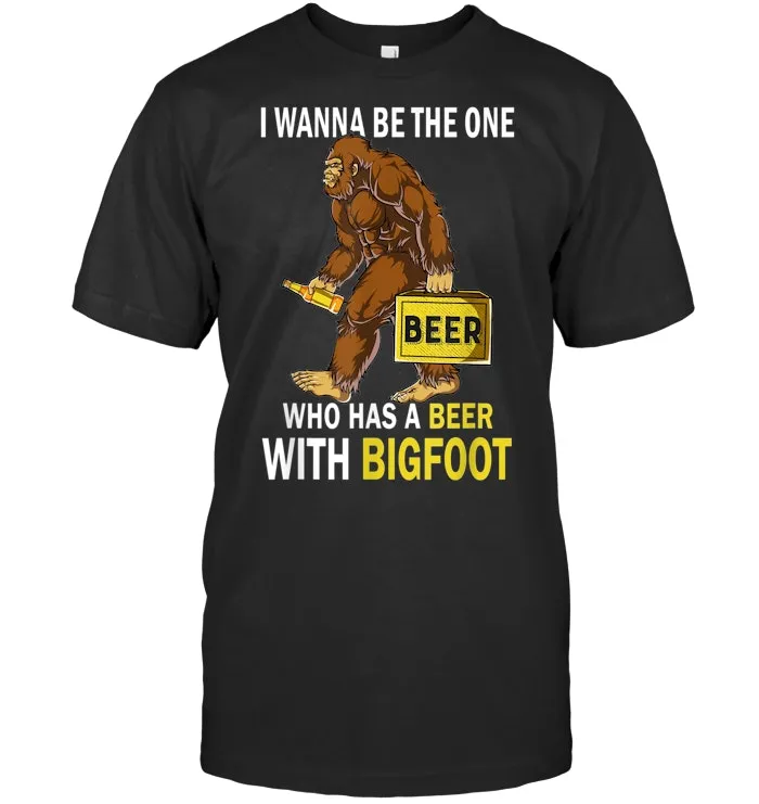 Mens Beer With Bigfoot Idea Gift Sasquatch Man's T shirt