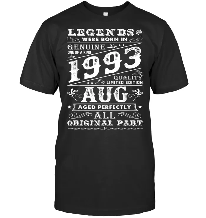Legends Were Born In August 1993 T Shirt,26th Birthday Gift T Shirt