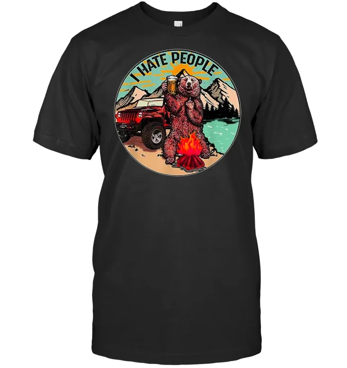 I Hate People I Eat People Camping Bear Drinking Beer Funny