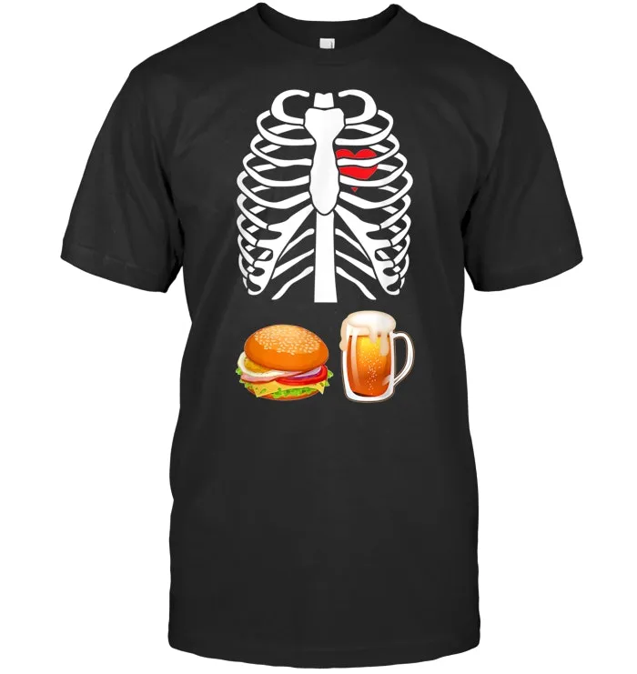 Beer Hamburger Halloween Costume T Shirt Ribs Bone X Ray