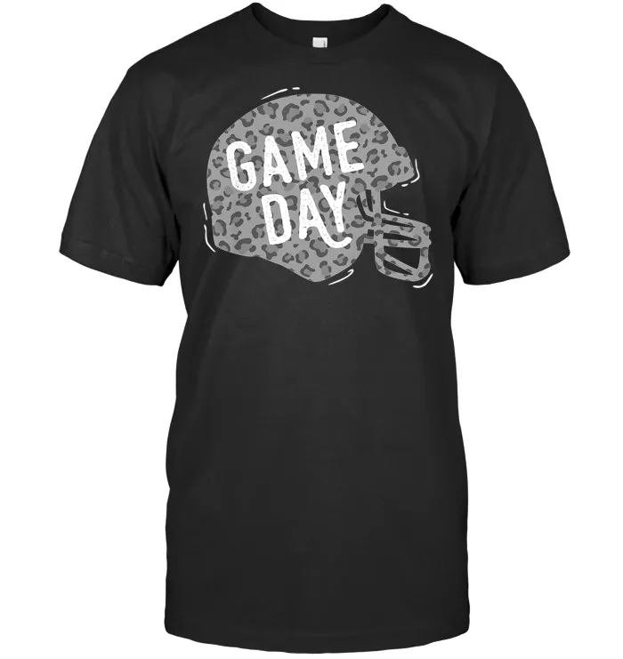 Leopard Print Football Helmet Game Day T shirt, Womens Shirt