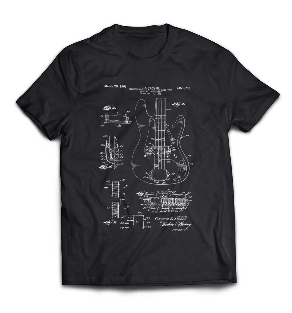 B077X6S4DS_Black_Org_Classic Vintage Patent Print Rock Roll Guitar T-Shirt_resize.jpeg