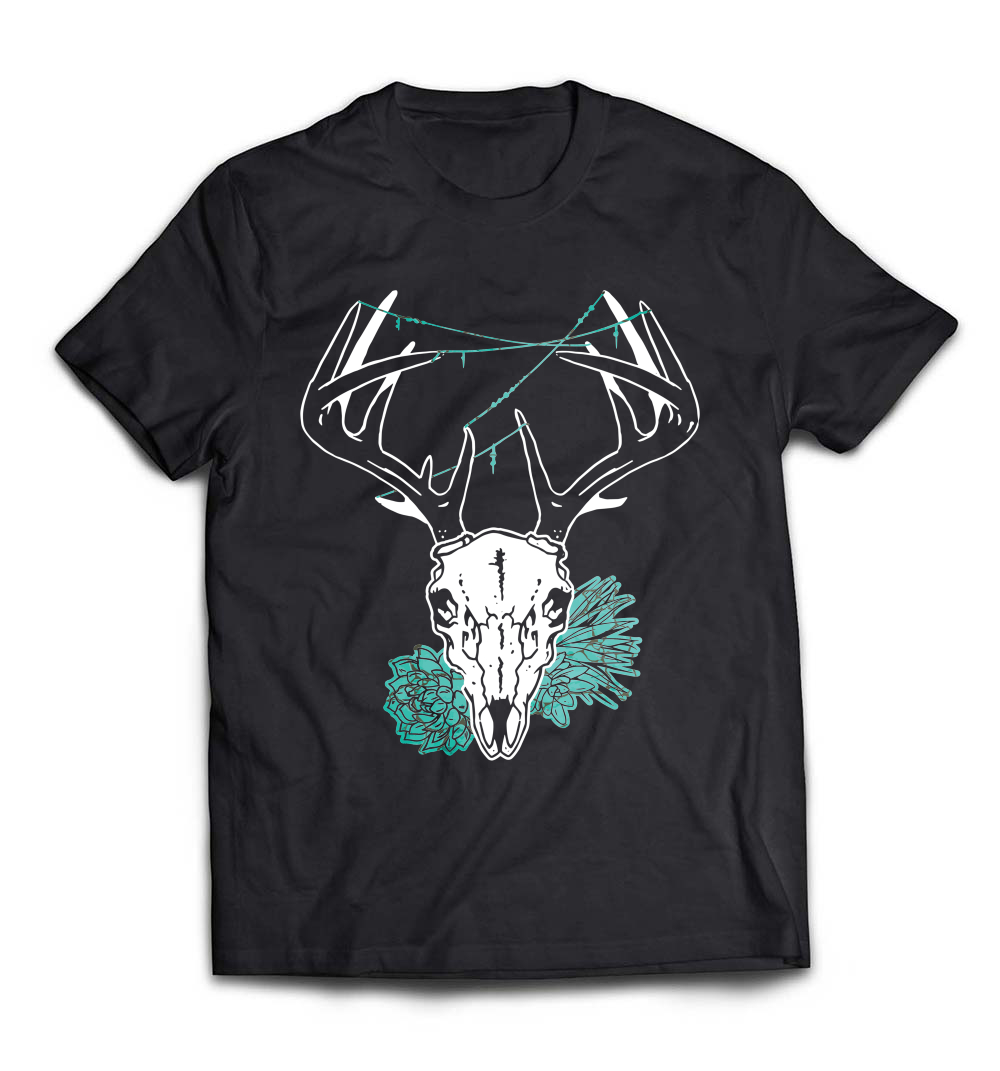 B07B5QPXR2_Black_Org_Deer Skull and Succulents T-Shirt_resize.jpeg