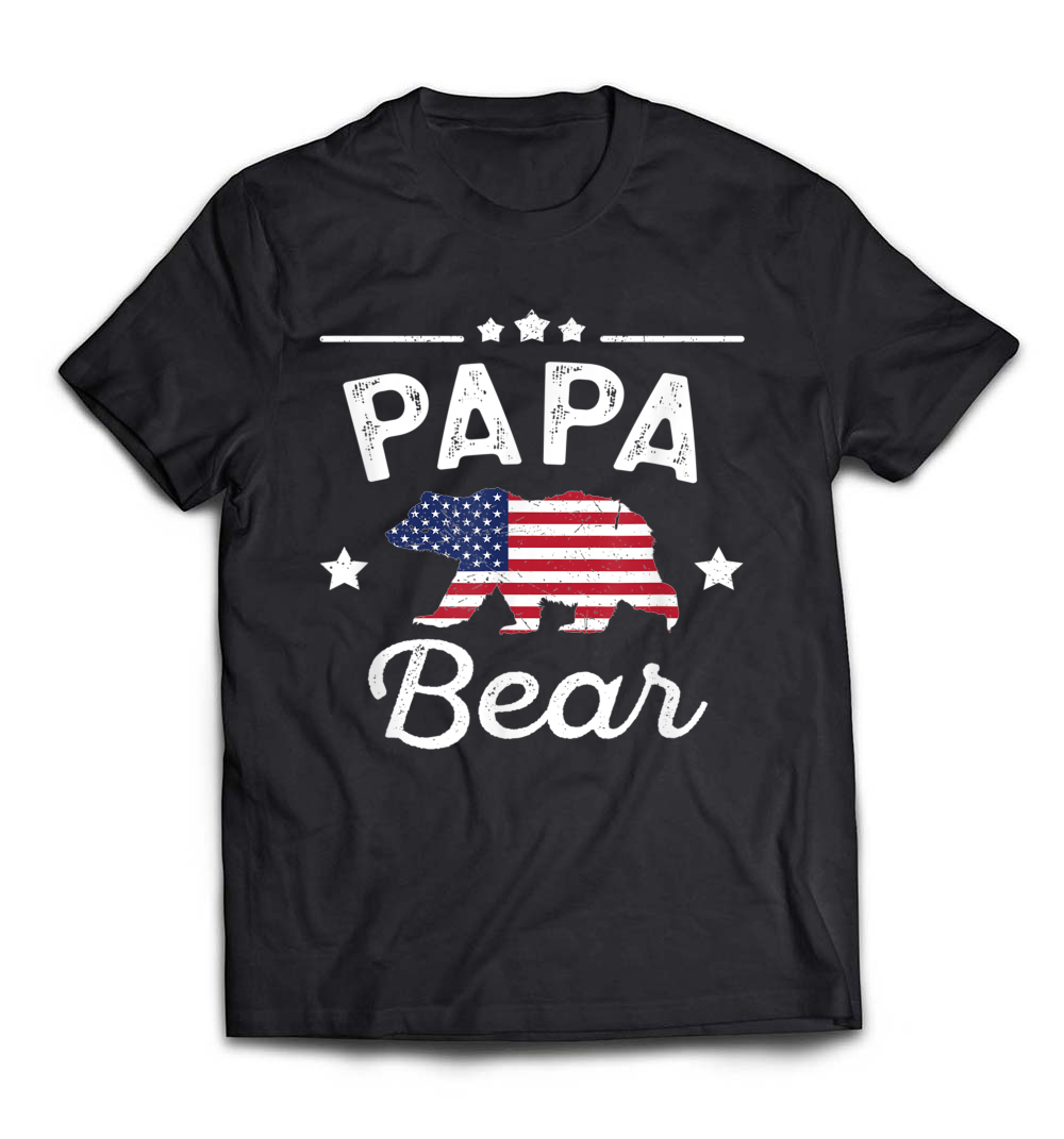 B07BF3L74G_Black_Org_Papa Bear Patriotic Flag Matching 4th Of July T-shirt_resize.jpeg