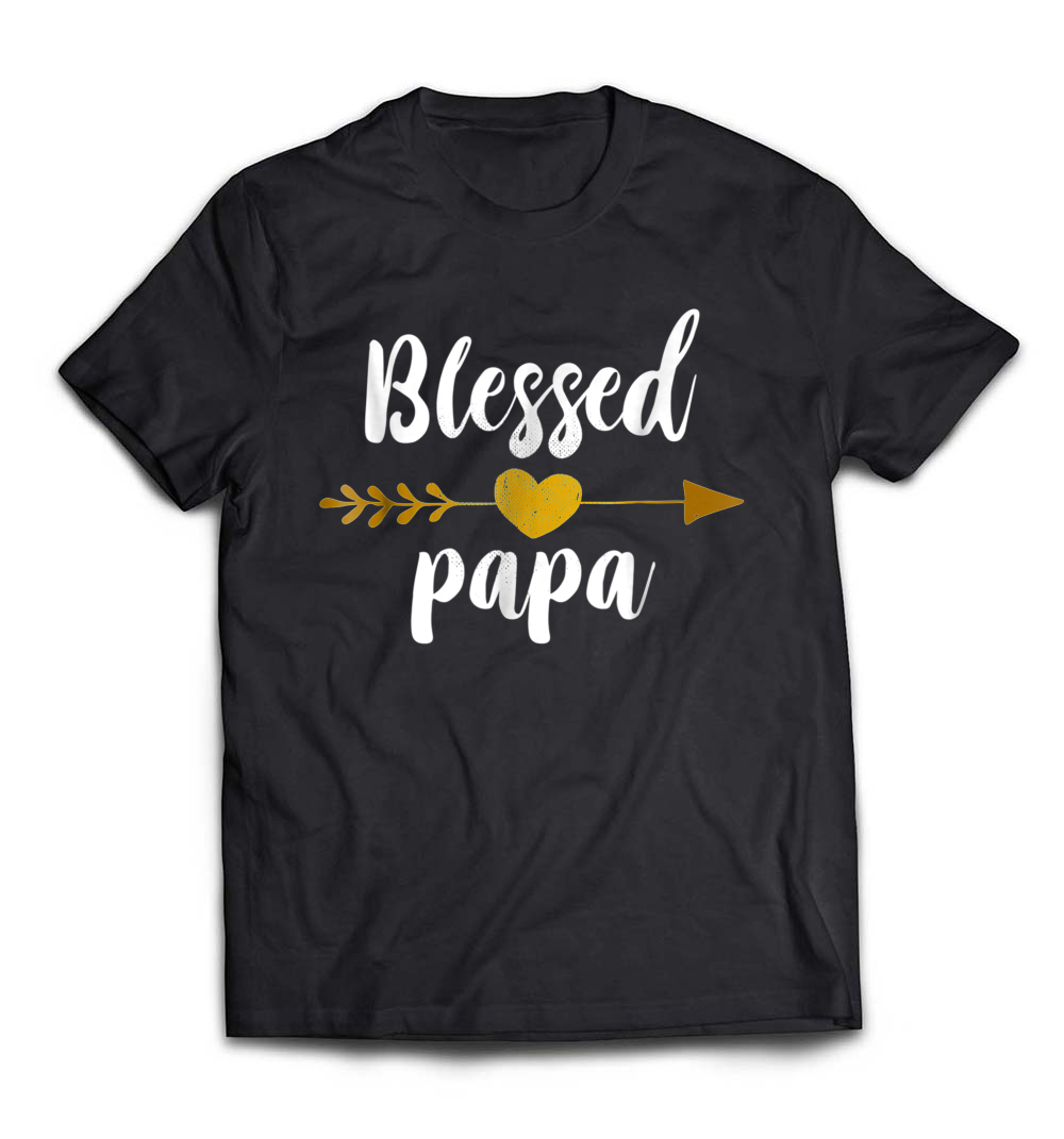 B07BFVJDJD_Black_Org_Mens Blessed Papa Golden Arrow Distressed T-shirt Blessed Daddy_resize.jpeg