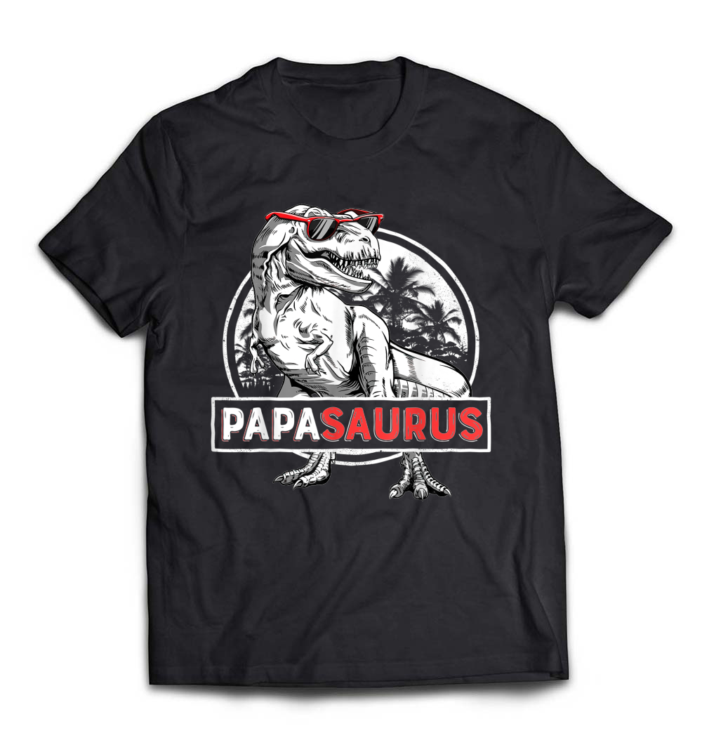 B07C52TDZH_Black_Org_Papasaurus T shirt T rex Papa Saurus Dinosaur Men Dad Daddy.jpeg